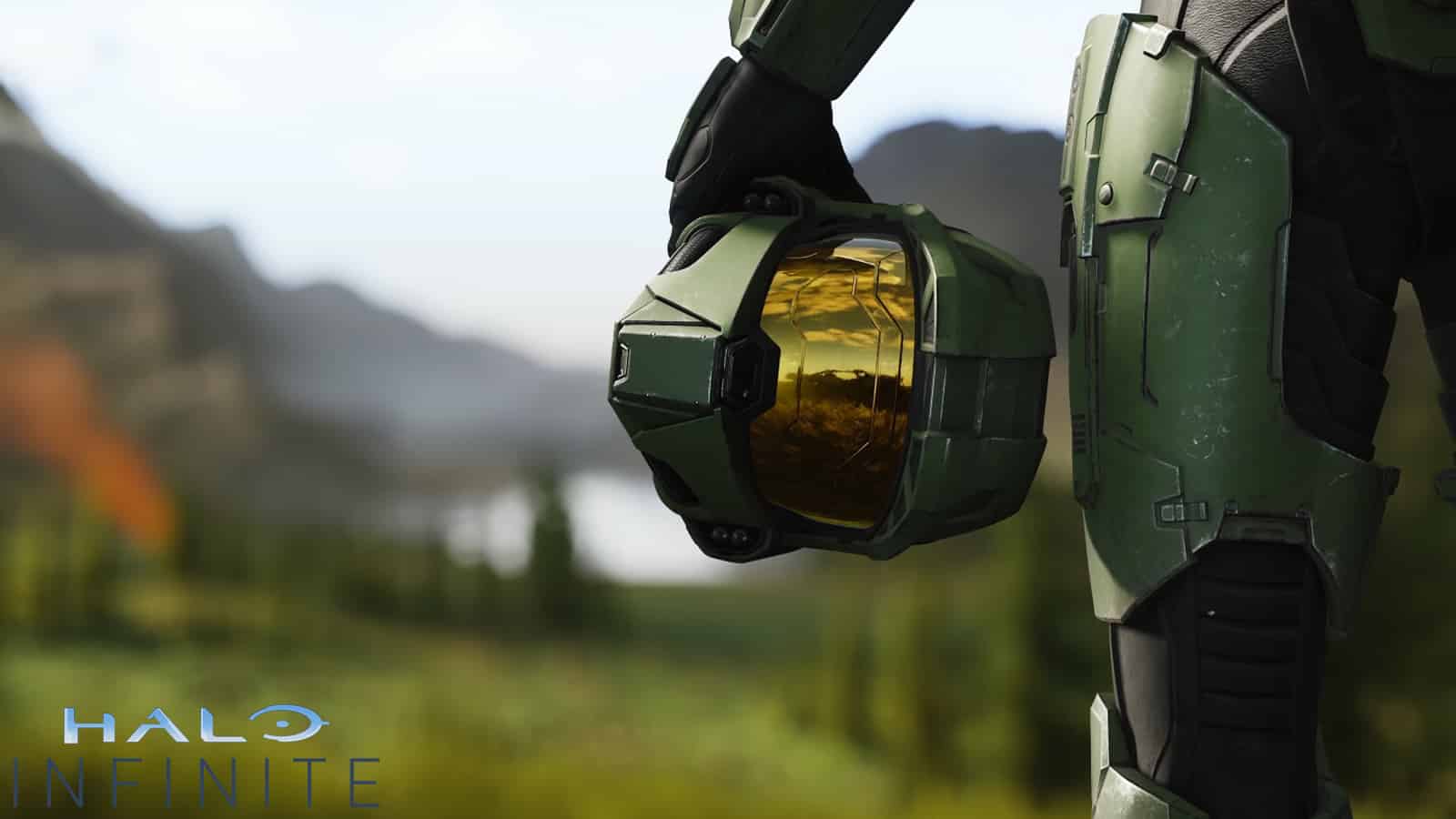 an image of a Spartan with helmet Halo Infinite