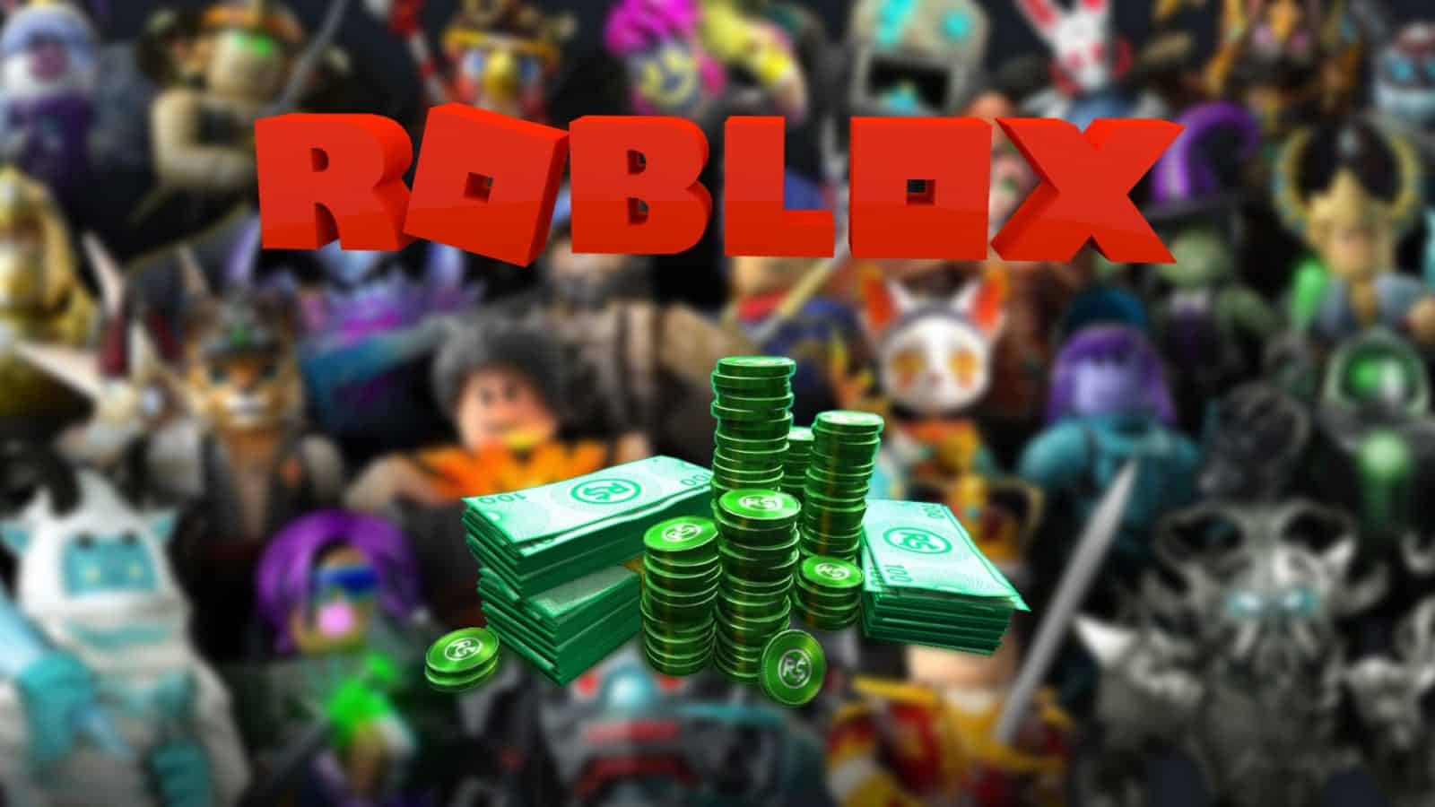 Roblox logo and cash