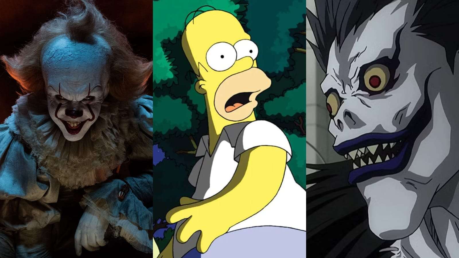Images from It, The Simpsons and Death Note