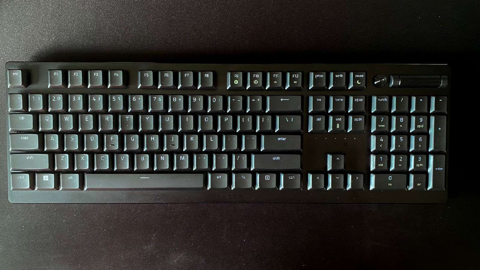 Deathstalker V2 gaming keyboard with a black background