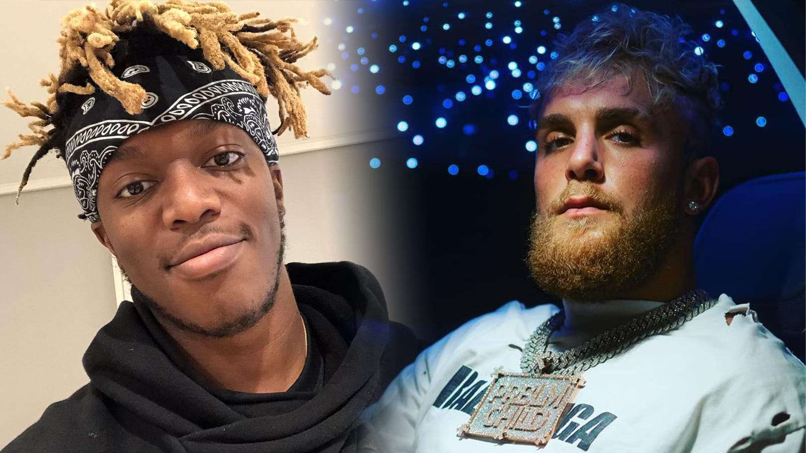 KSI and Jake Paul looking at each other