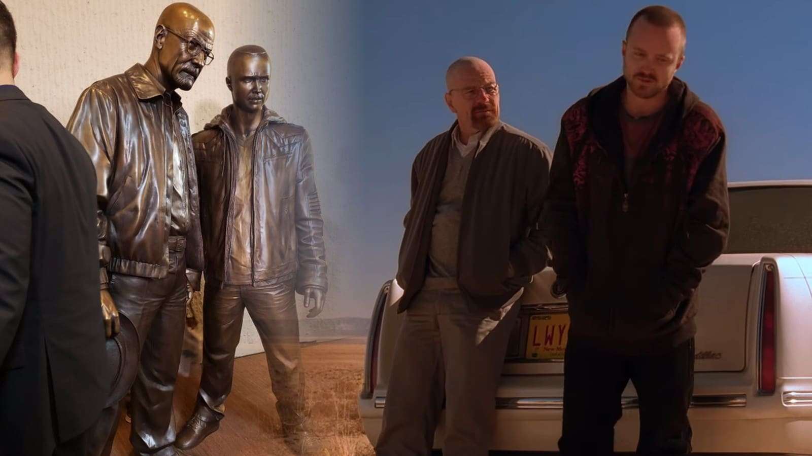 A statue of Breaking Bad characters Walter and Jesse has been unveiled