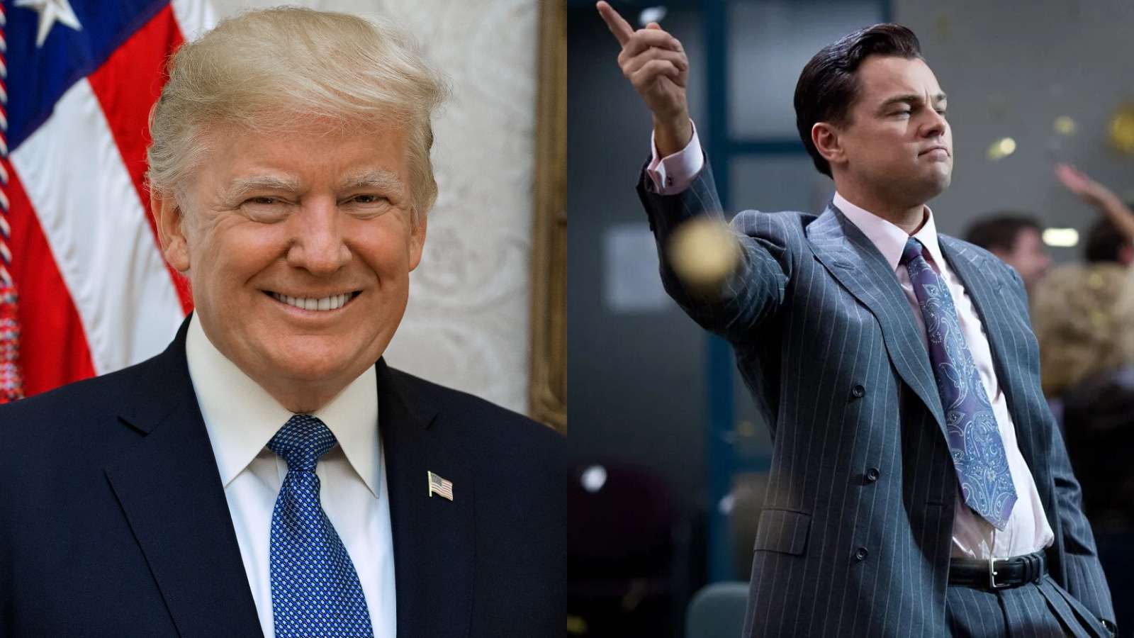 Donald Trump and Leonardo DiCaprio in The Wolf of Wall Street