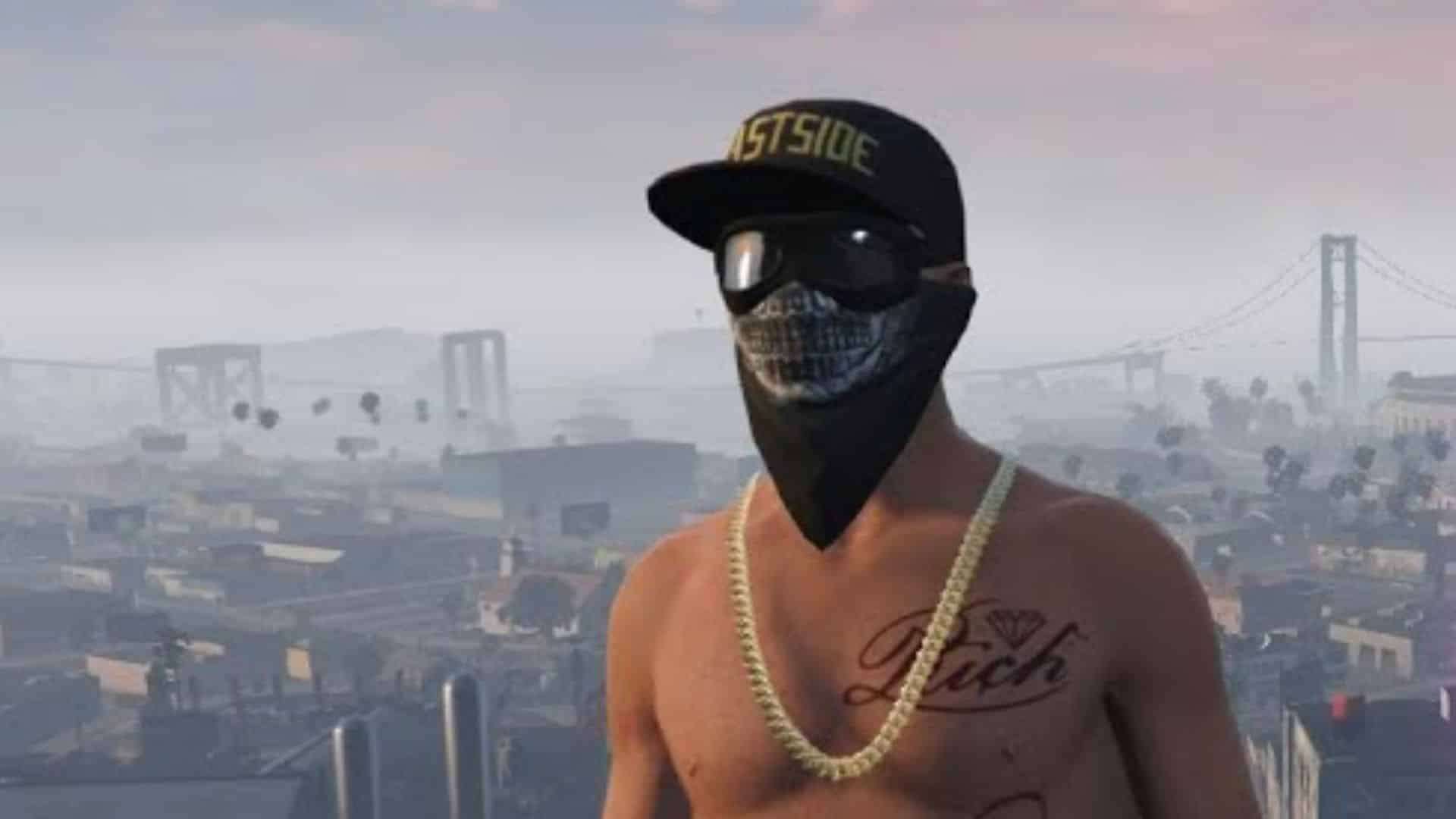 GTA RP character taking selfie from high height
