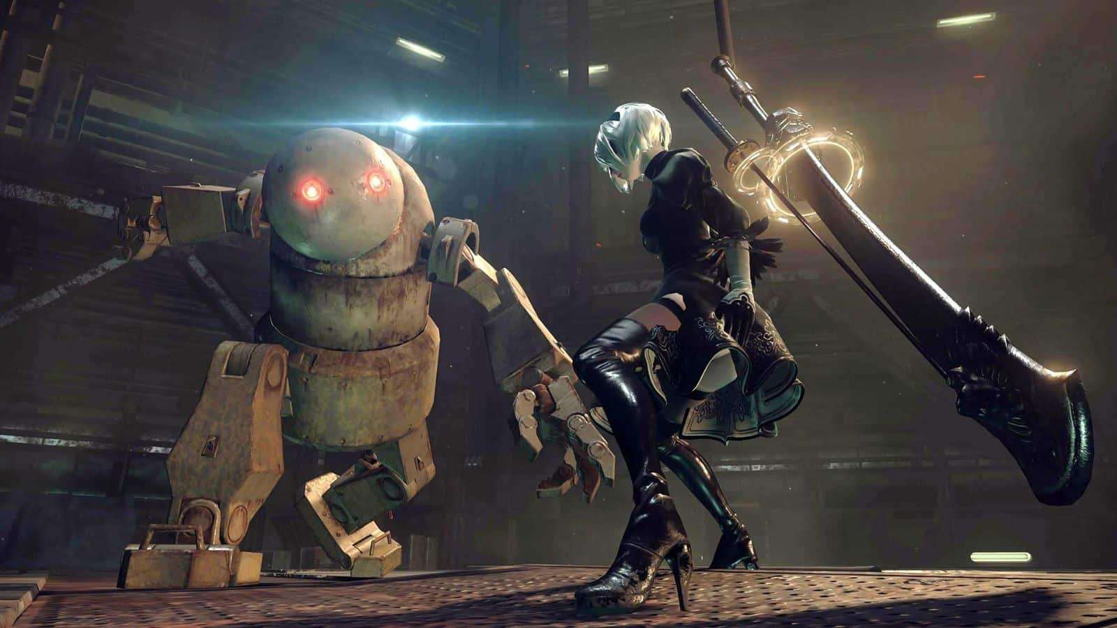 nier automata 2b fighting robot screenshot header image