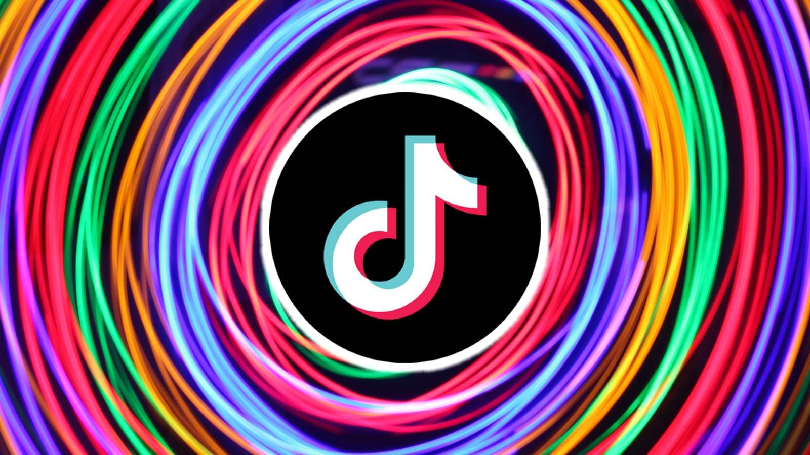 TikTok logo in the middle of color lights