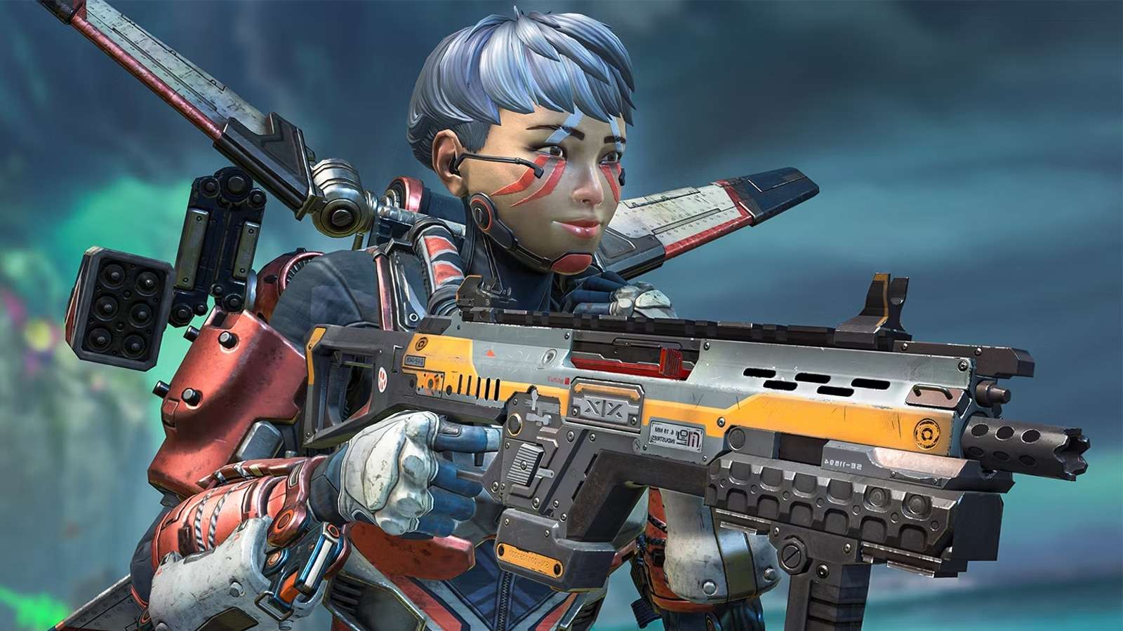 Valkyrie holding CAR SMG in apex legends