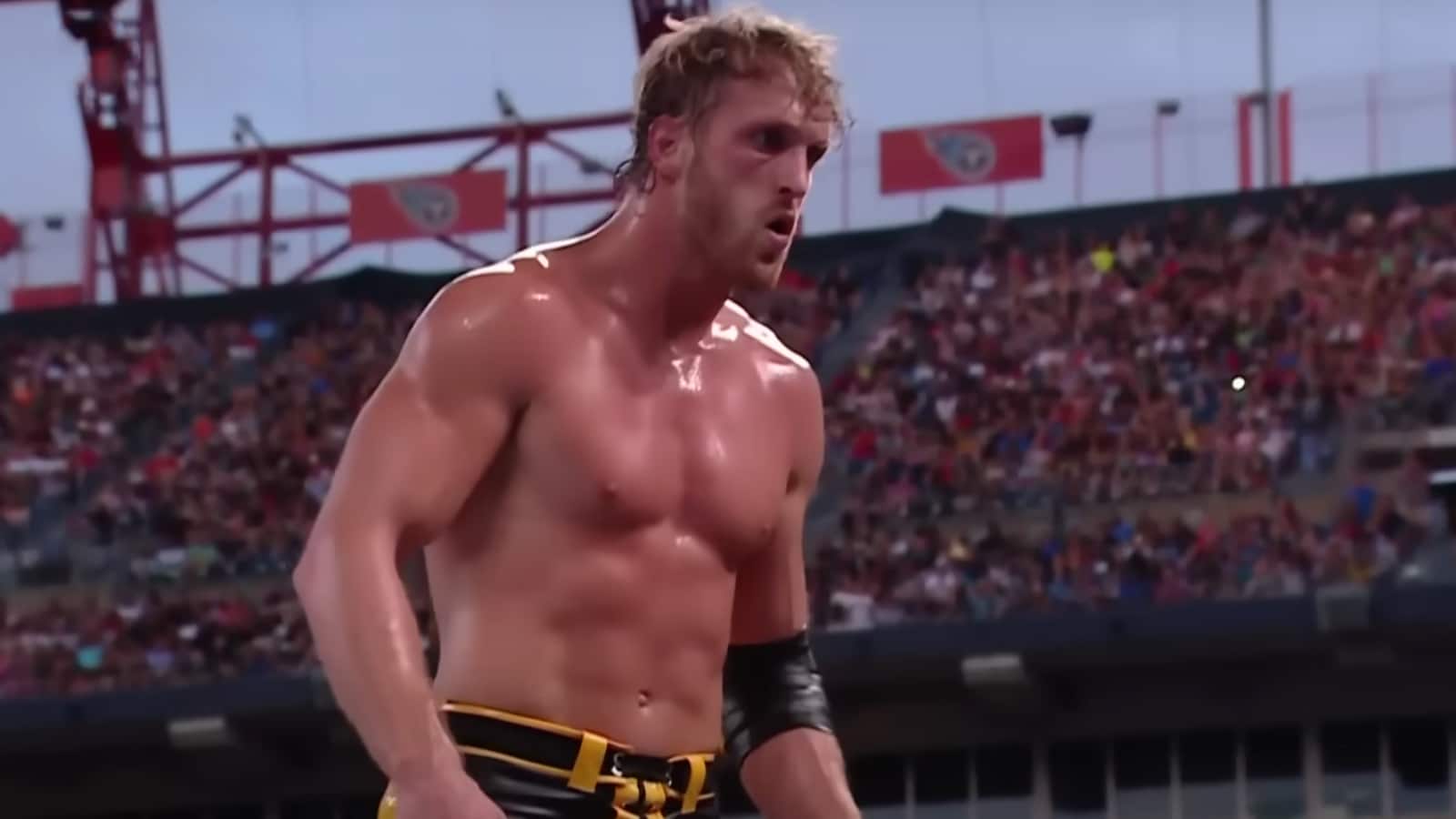 An image of Logan Paul competing in WWE Summerslam 2022