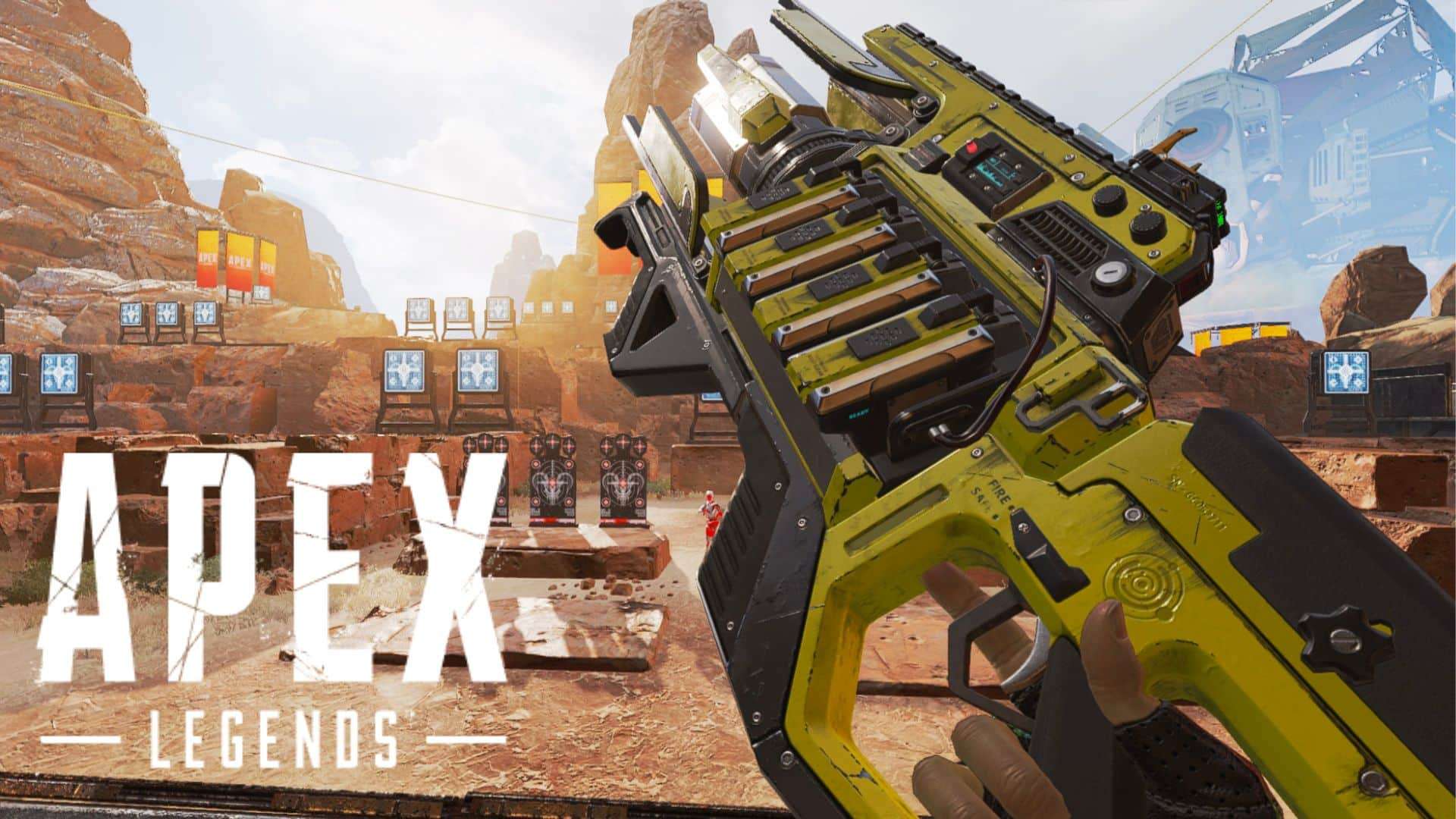 Charge Rifle being held in Apex Legends Firing Range