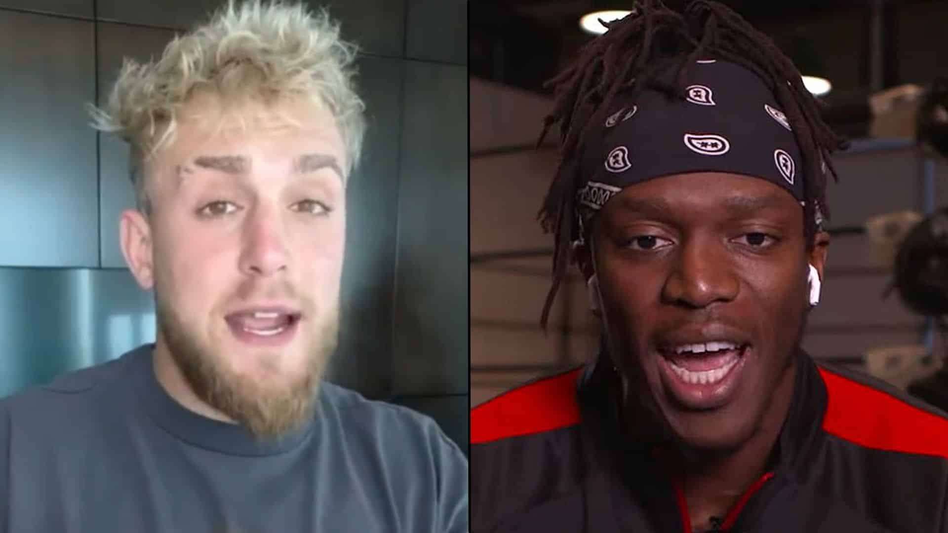 Jake Paul and KSI side-by-side talking to cameras