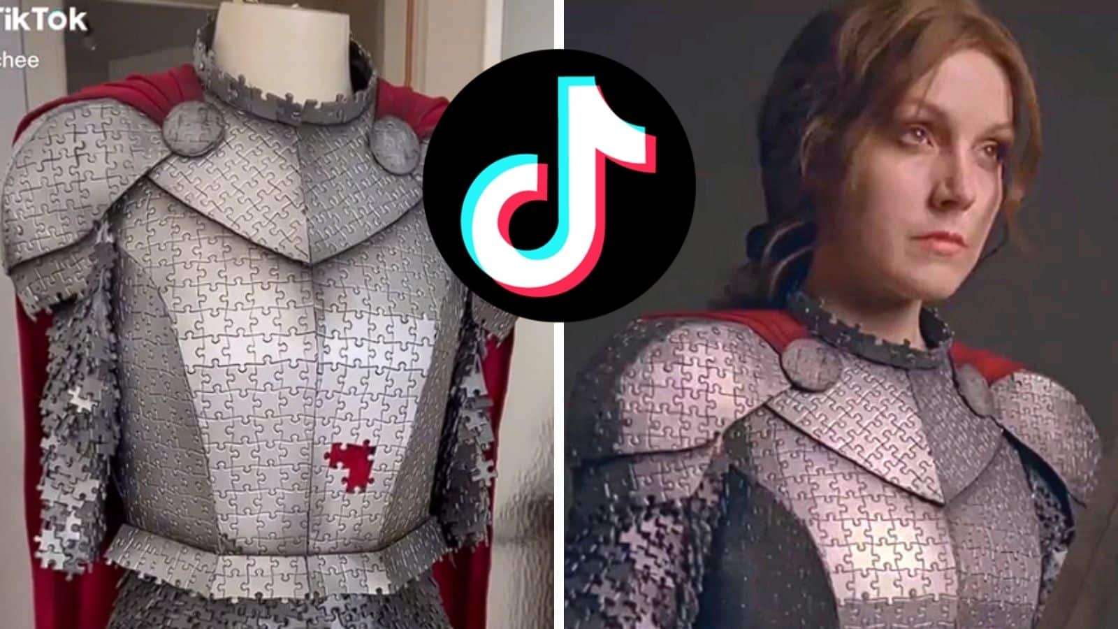 lie_chee puzzle piece knight armor cosplay tiktok header image