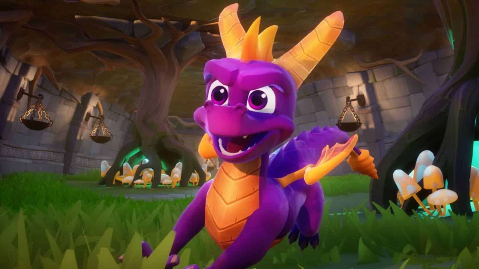 spyro the dragon running and smiling