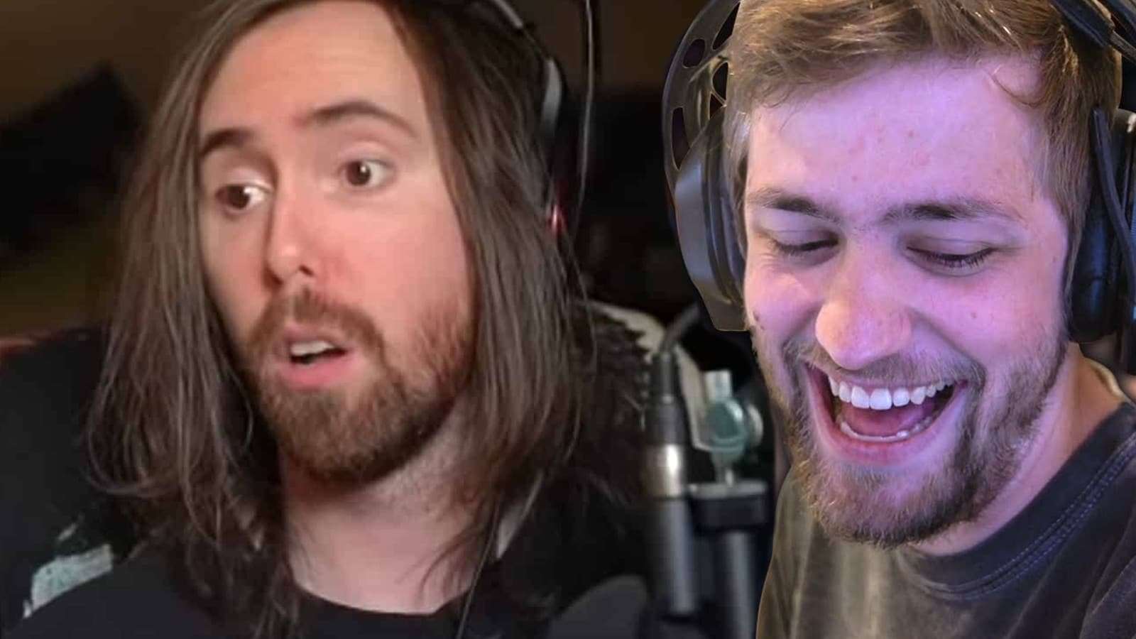 Asmongold looking shocked with Sodapoppin laughing while streaming on Twitch