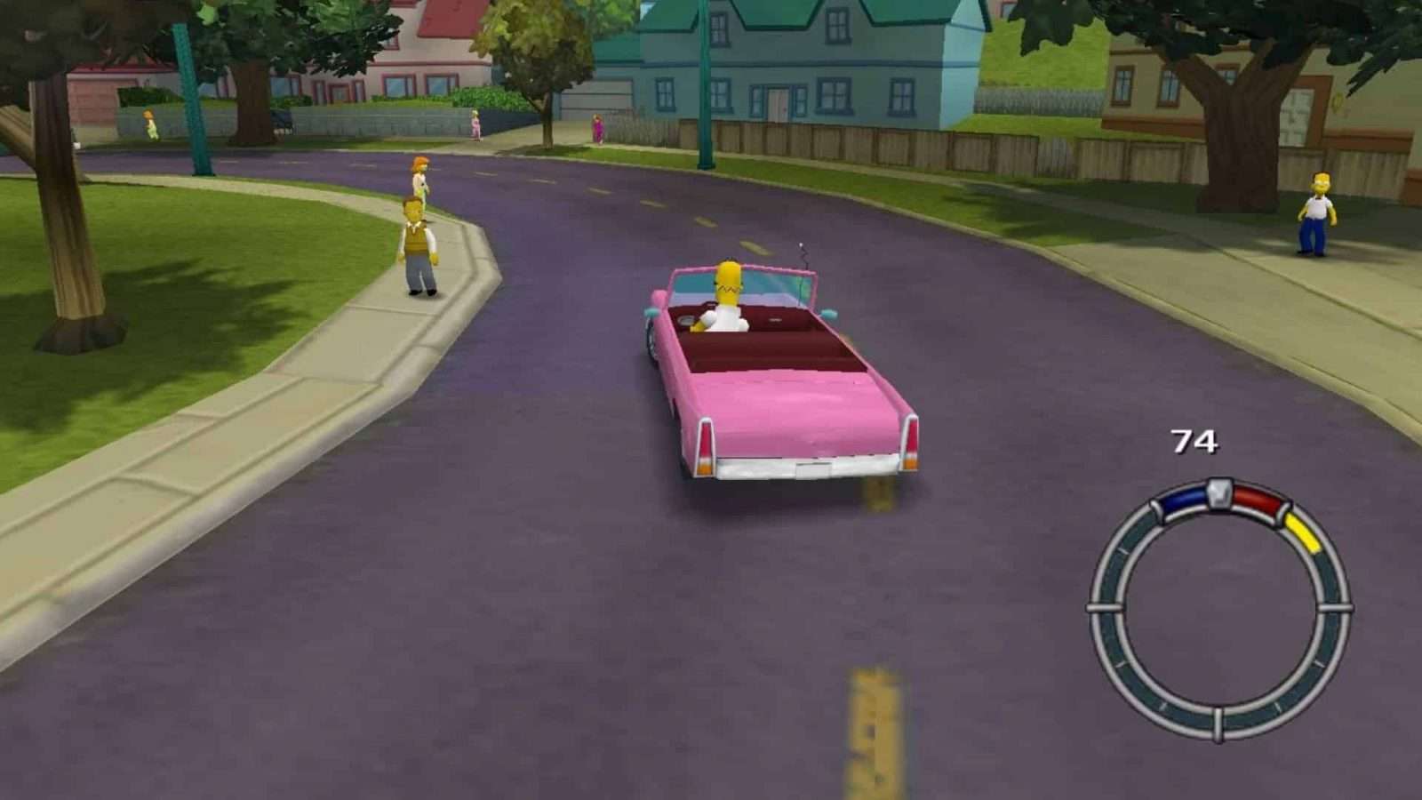 homer driving car in the simpsons hit and run