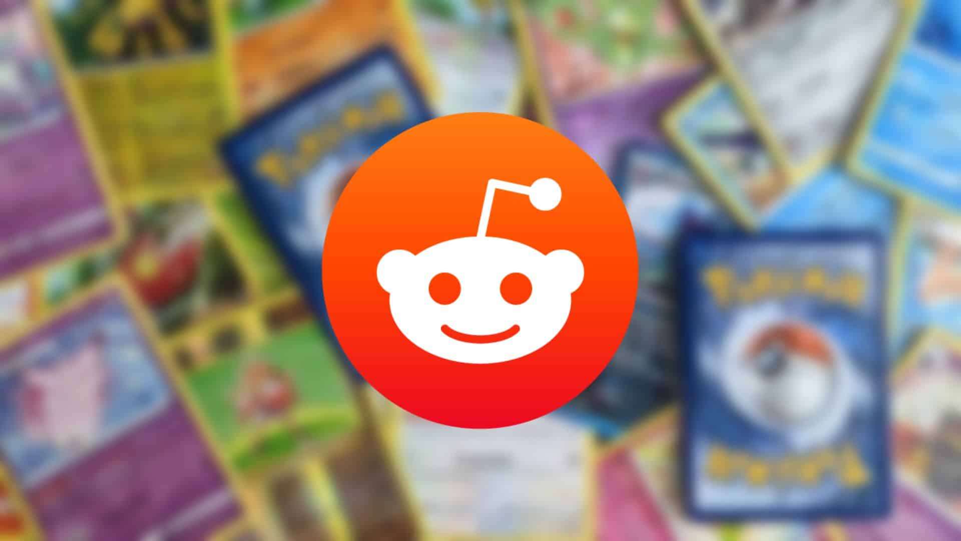Pokemon cards and Reddit logo