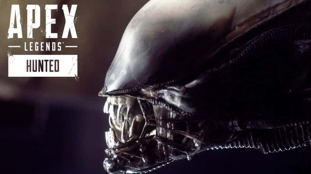 Xenomorph from Alien next to Apex Legends logo
