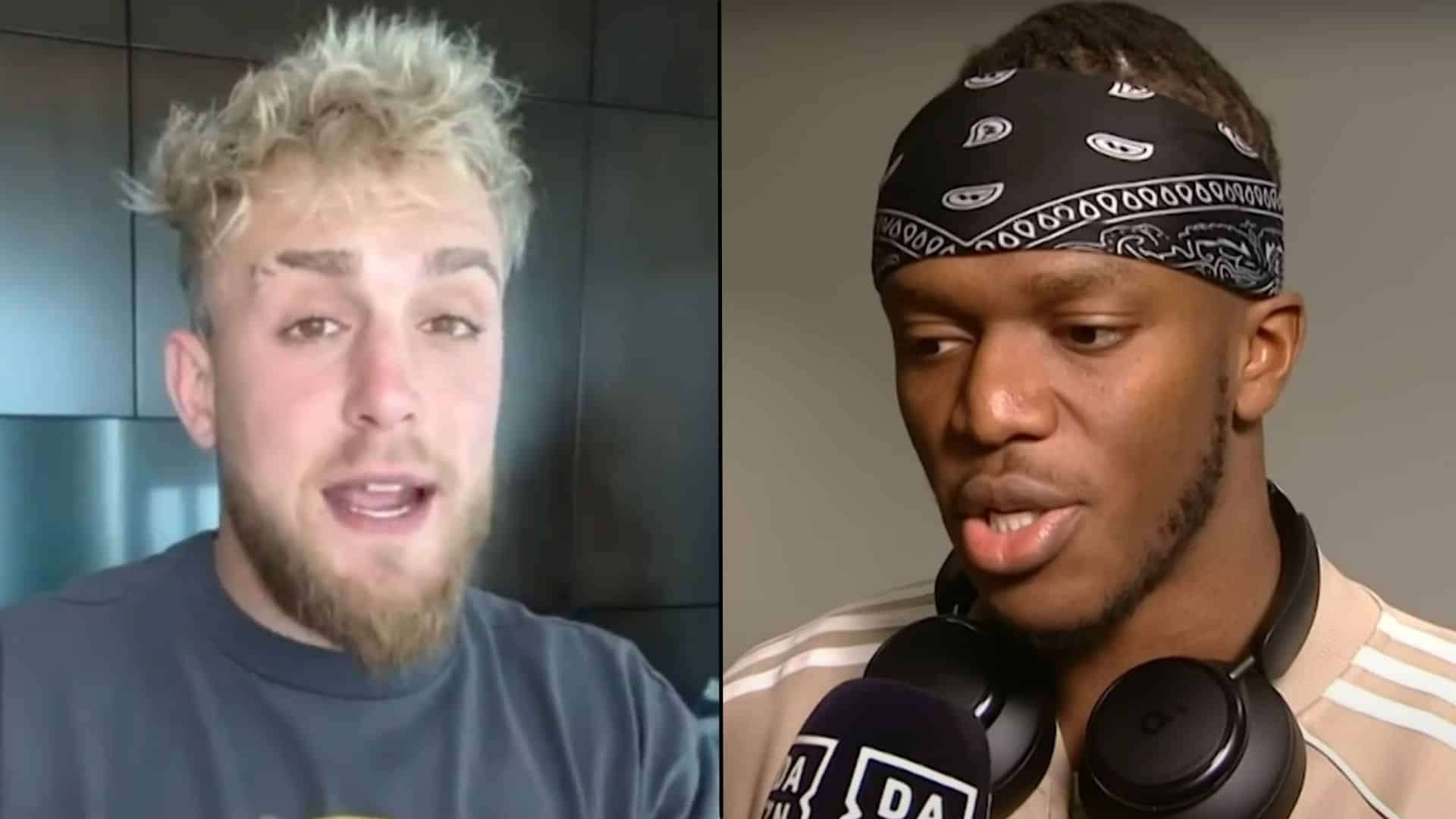 Jake Paul and KSI looking at camera and talking side-by-side