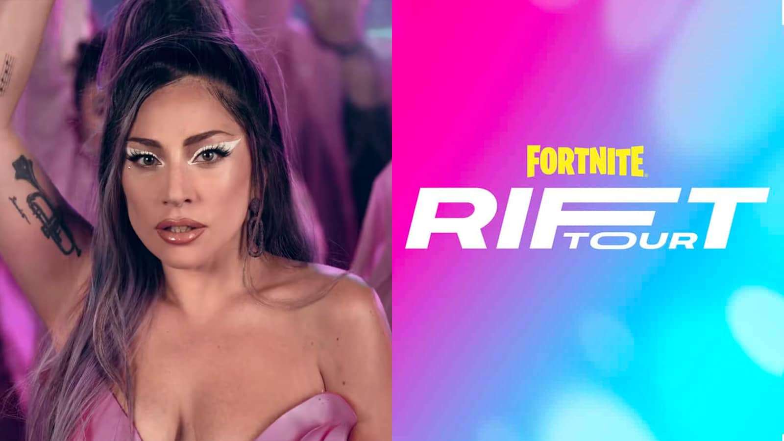 Lady Gaga appearing in the Fortnite rift tour concert