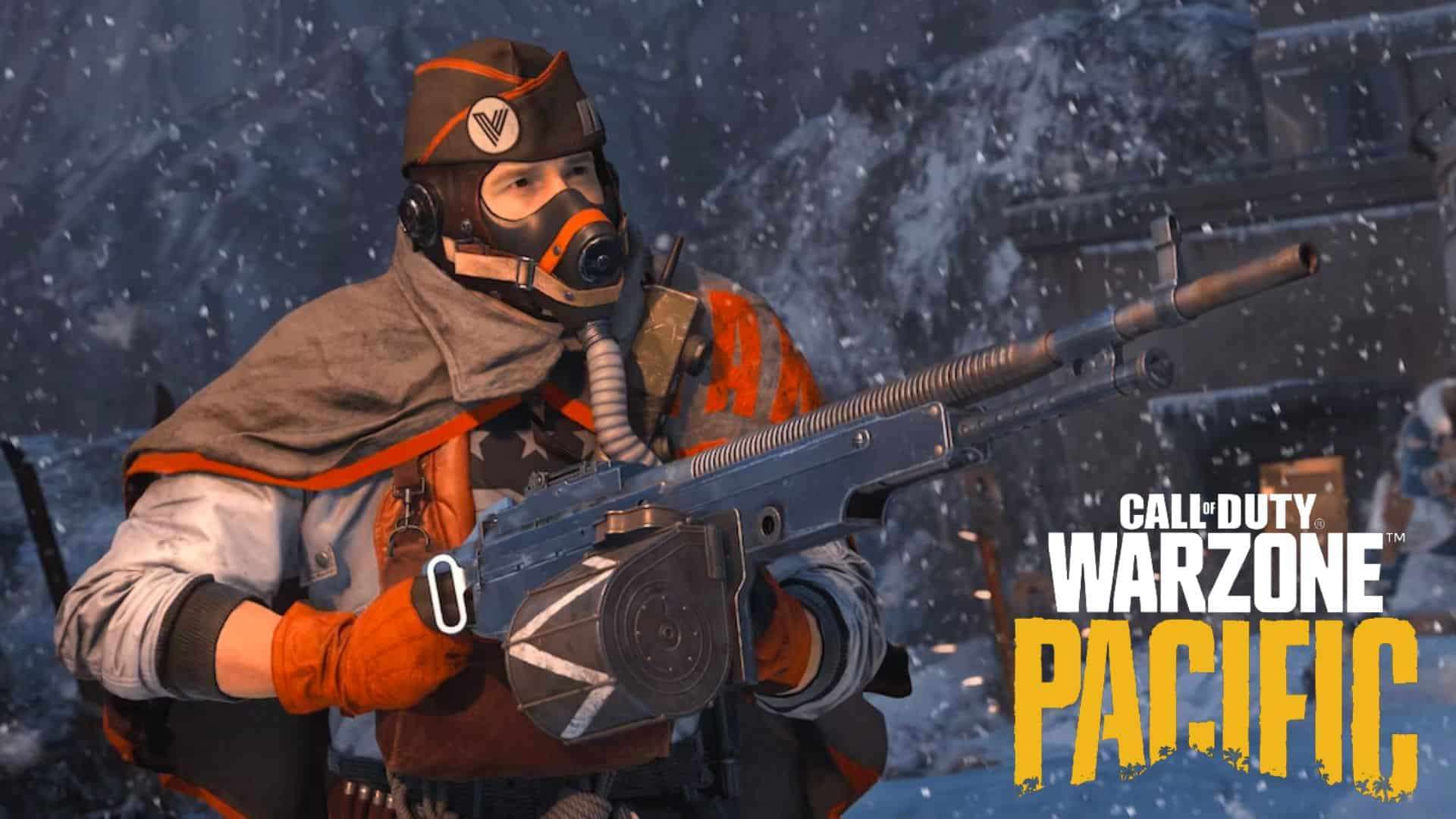 Vanguard character holding Whitley LMG in the snow