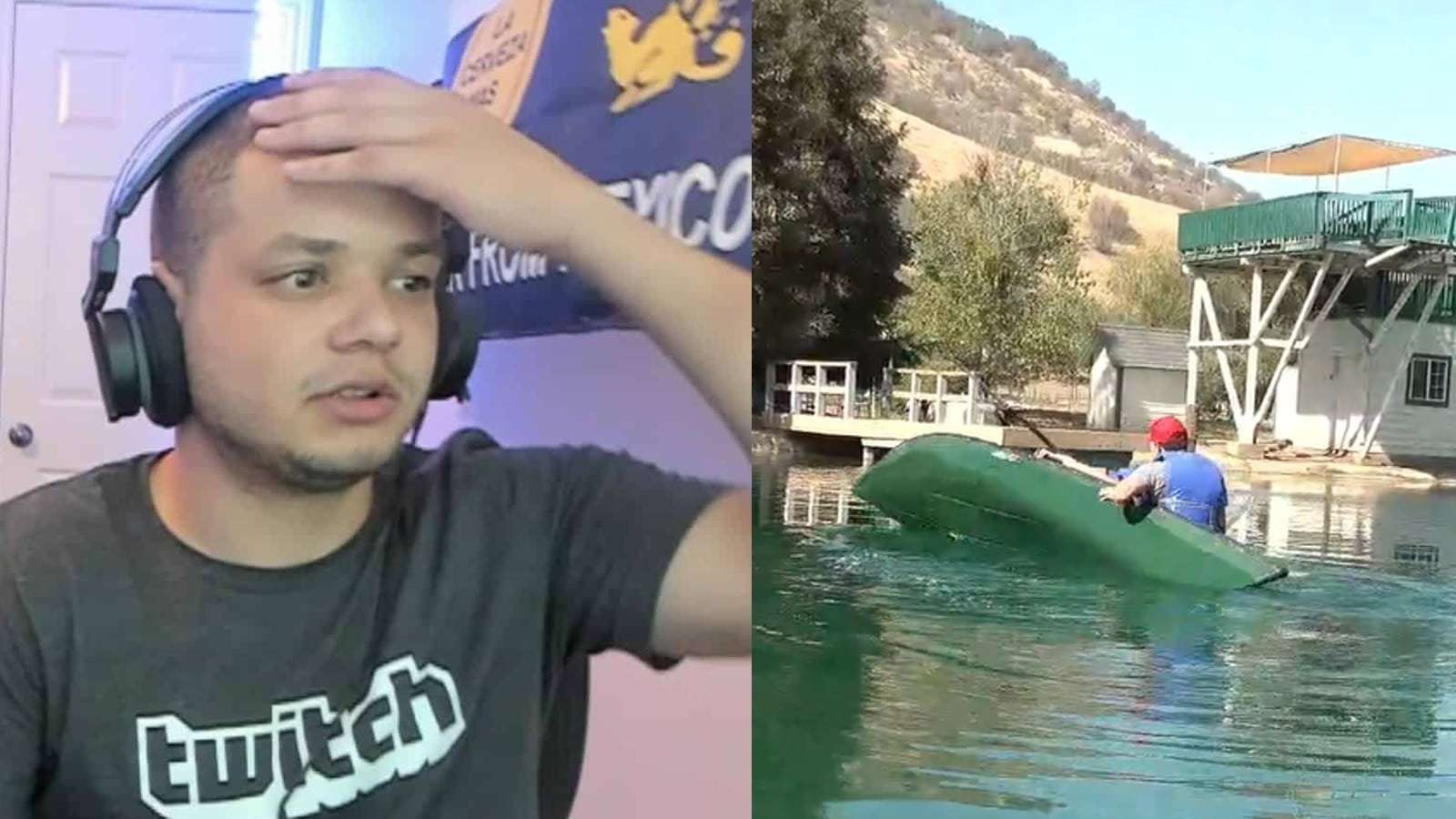 Erobb putting his hand to head in shock and his karak capsizing live on stream