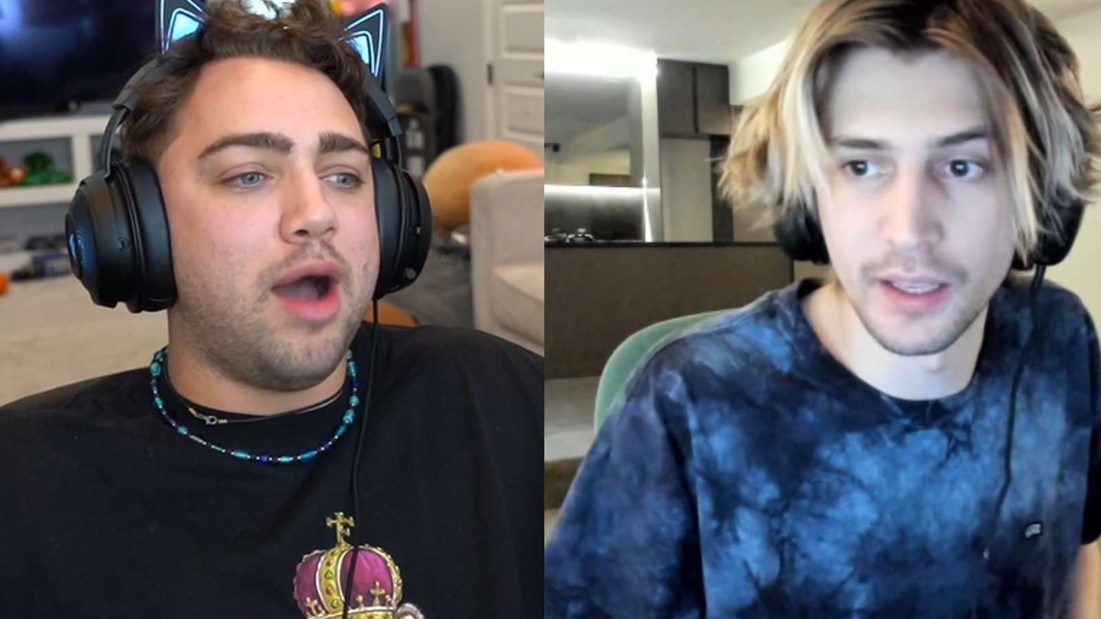 Mizkif and xQc talking to fans on Twitch during livestream