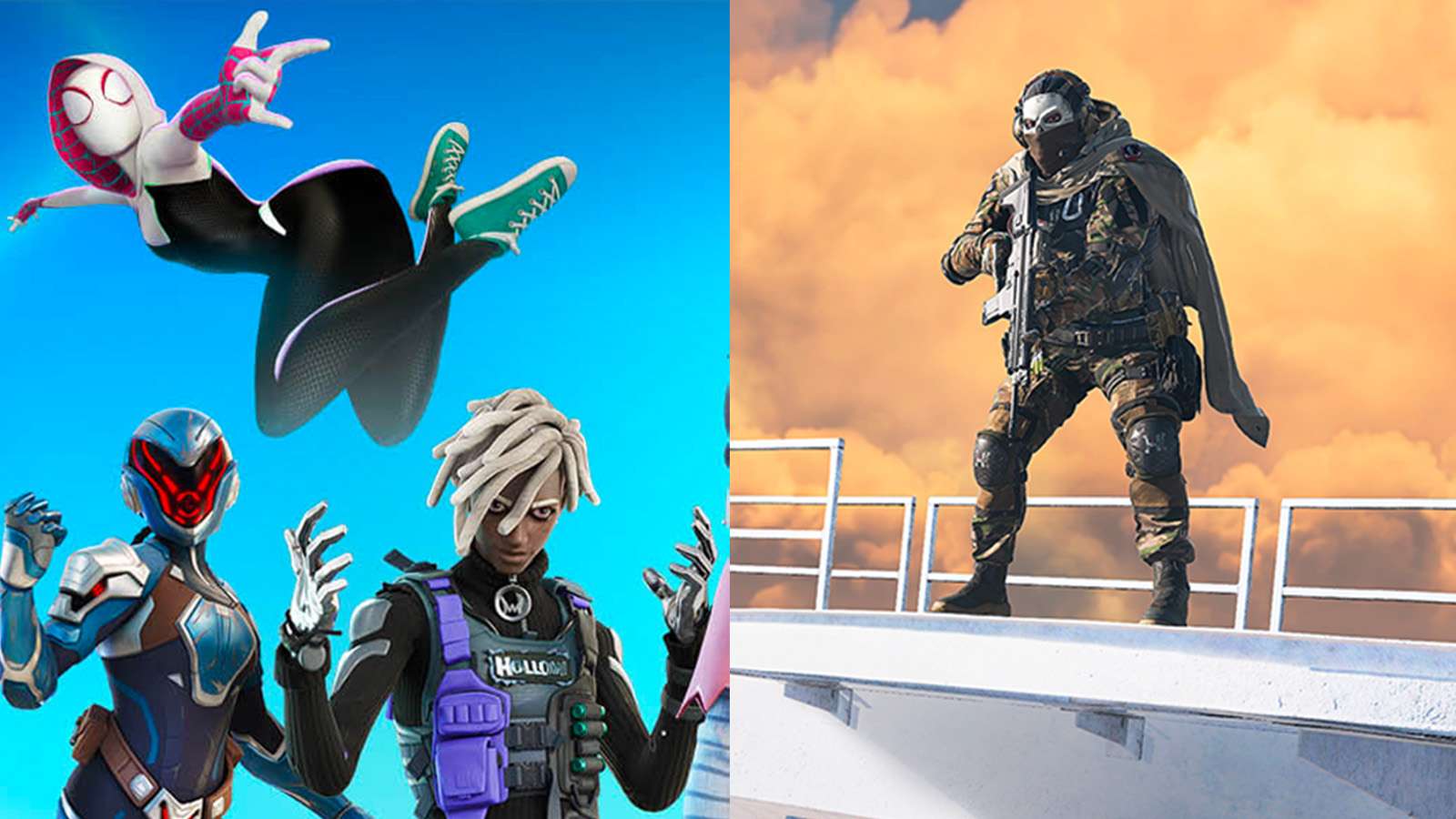 Fortnite Season 4 skins next to Warzone 2 character