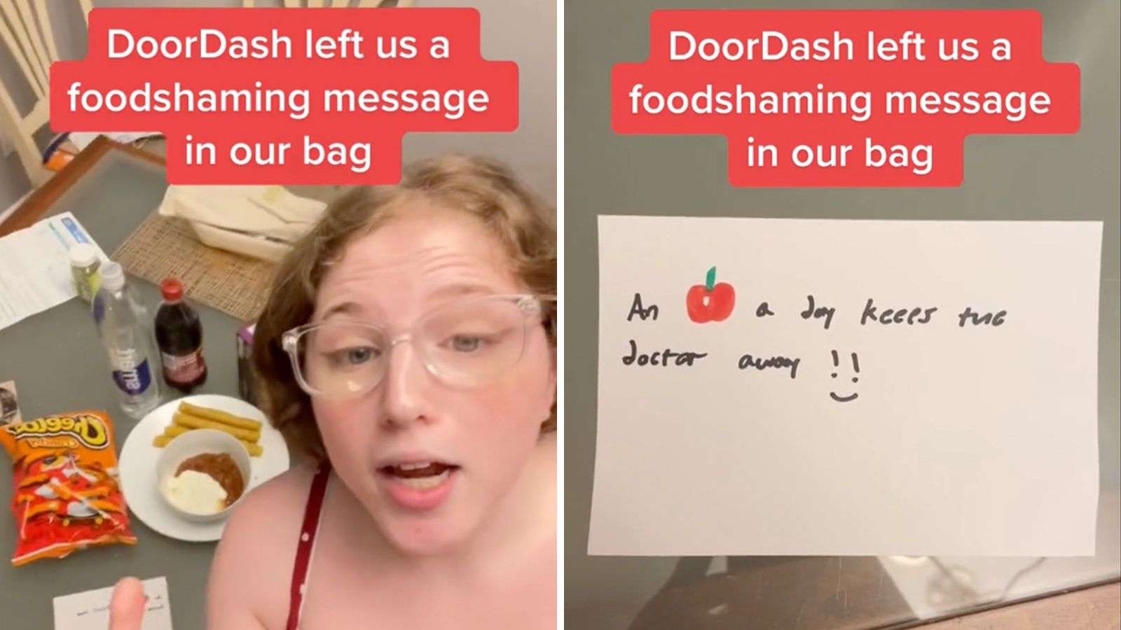TikToker slams DoorDash driver for "fatphobic" note