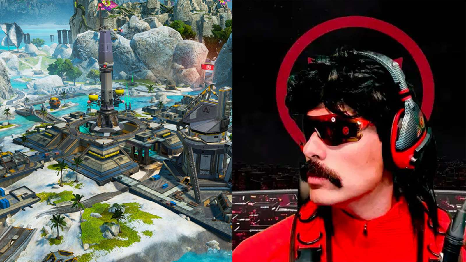 Dr Disrespect next to Storm Point map