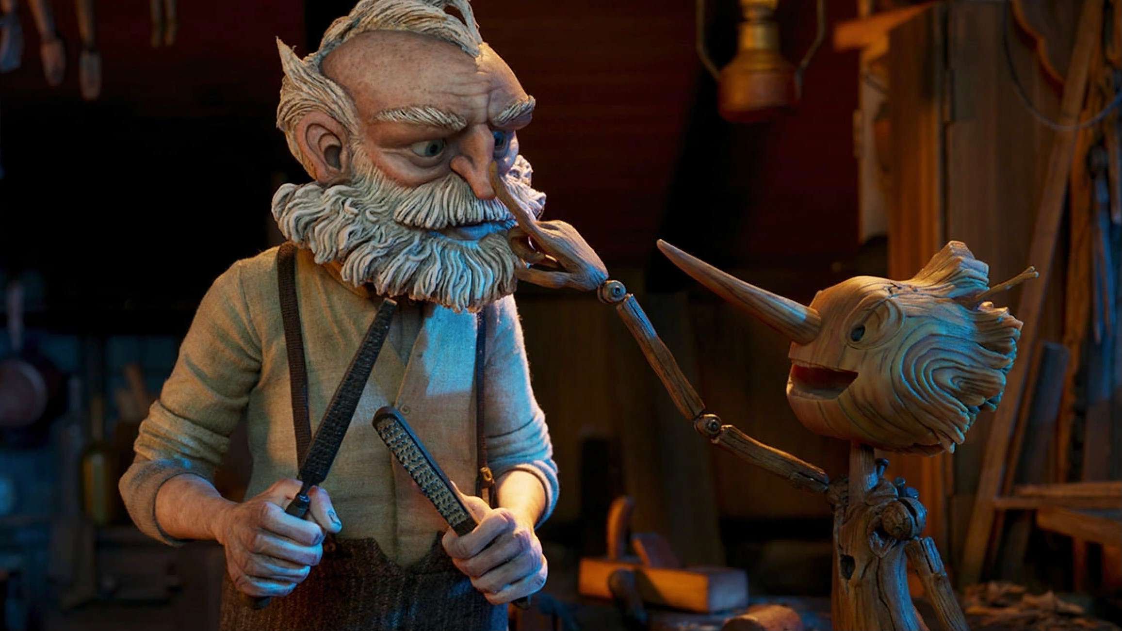 A still from Guillermo Del Toro's Pinocchio on Netflix