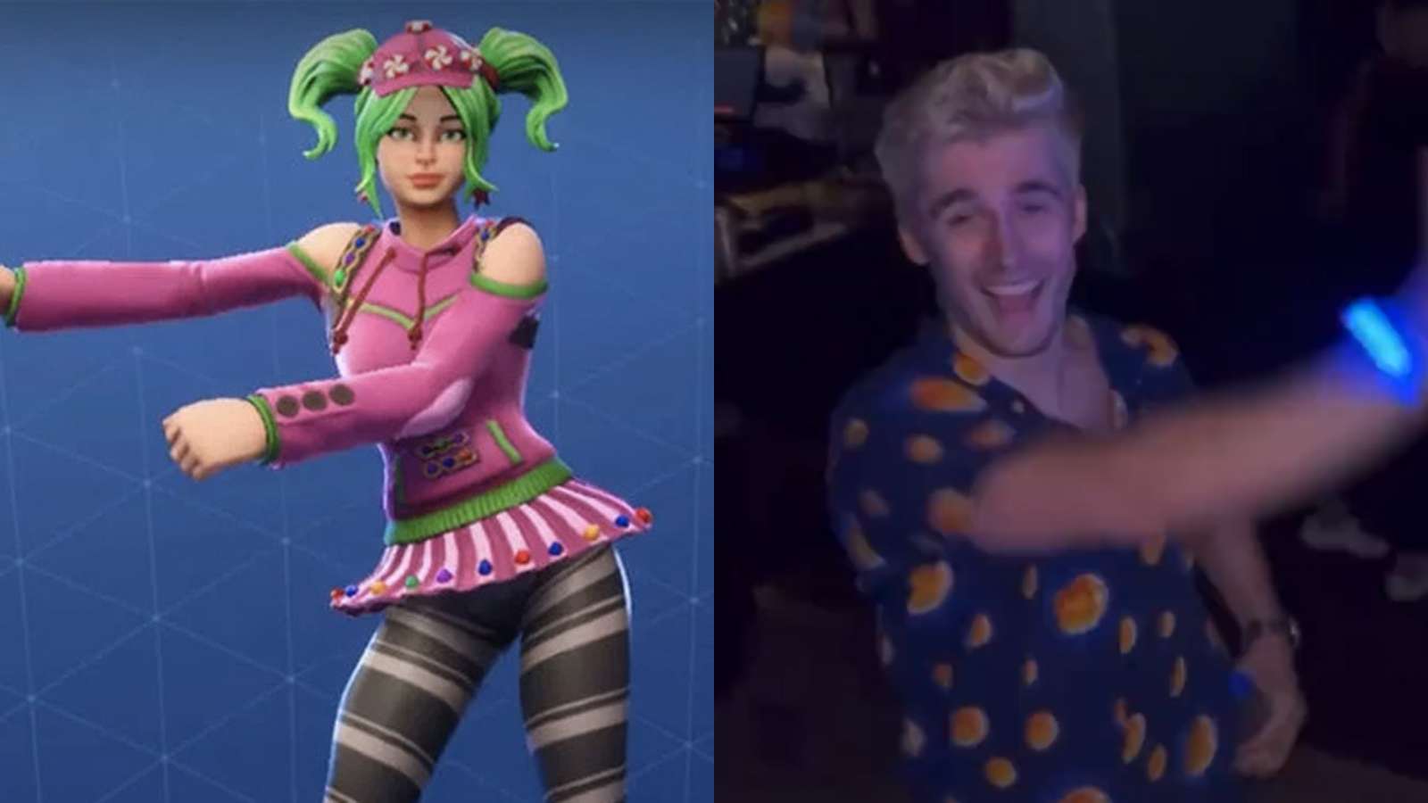 ludwig dancing next to fortnite character