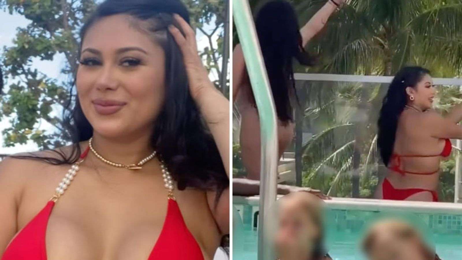 TikToker blasted for twerking in bikini at swimming pool with kids