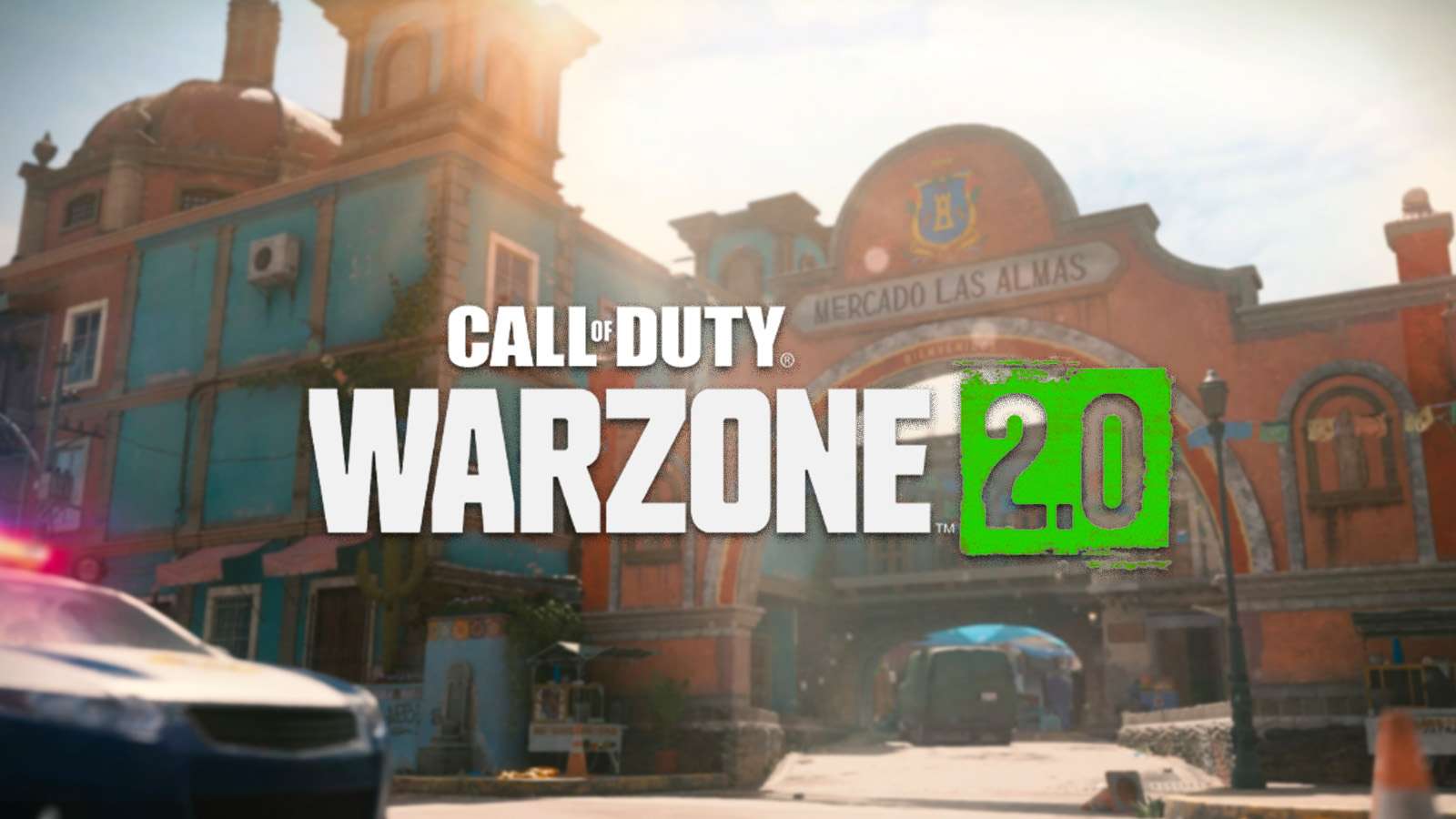 Warzone 2.0 logo on Mercado Las Almas Modern Warfare 2 map