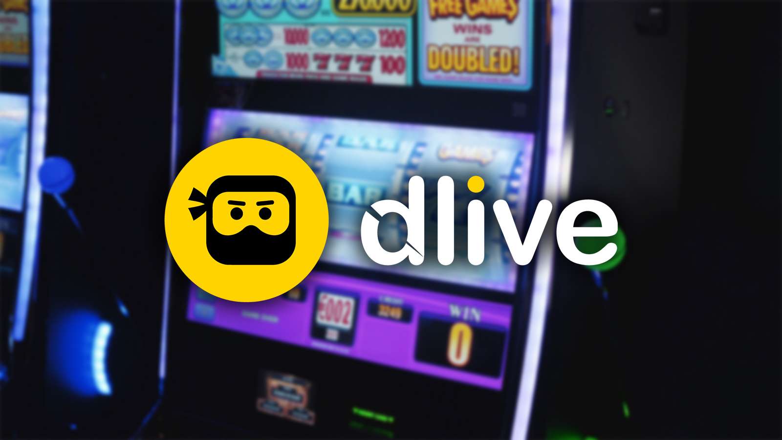 DLive logo in front of slots machine