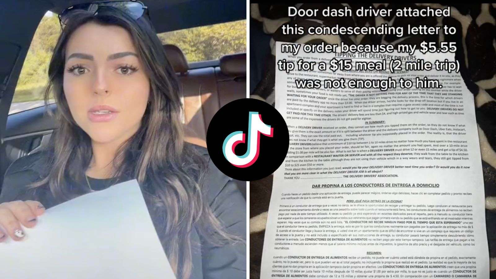 TikToker receives letter from DoorDash driver