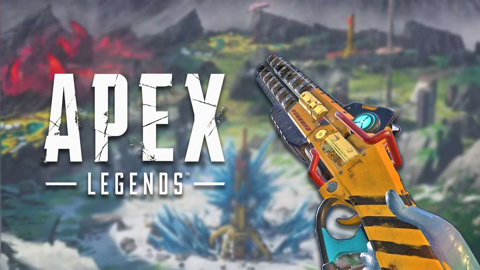 A screengrab of the Peacekeeper, a Care Package weapon in Season 15 of Apex Legends.