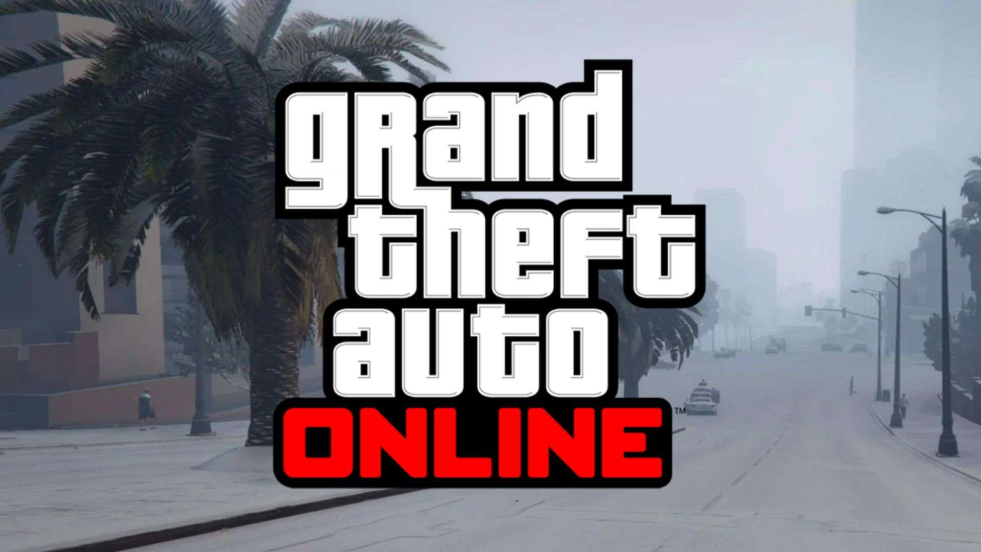 Los Santos covered in snow with GTA Online logo