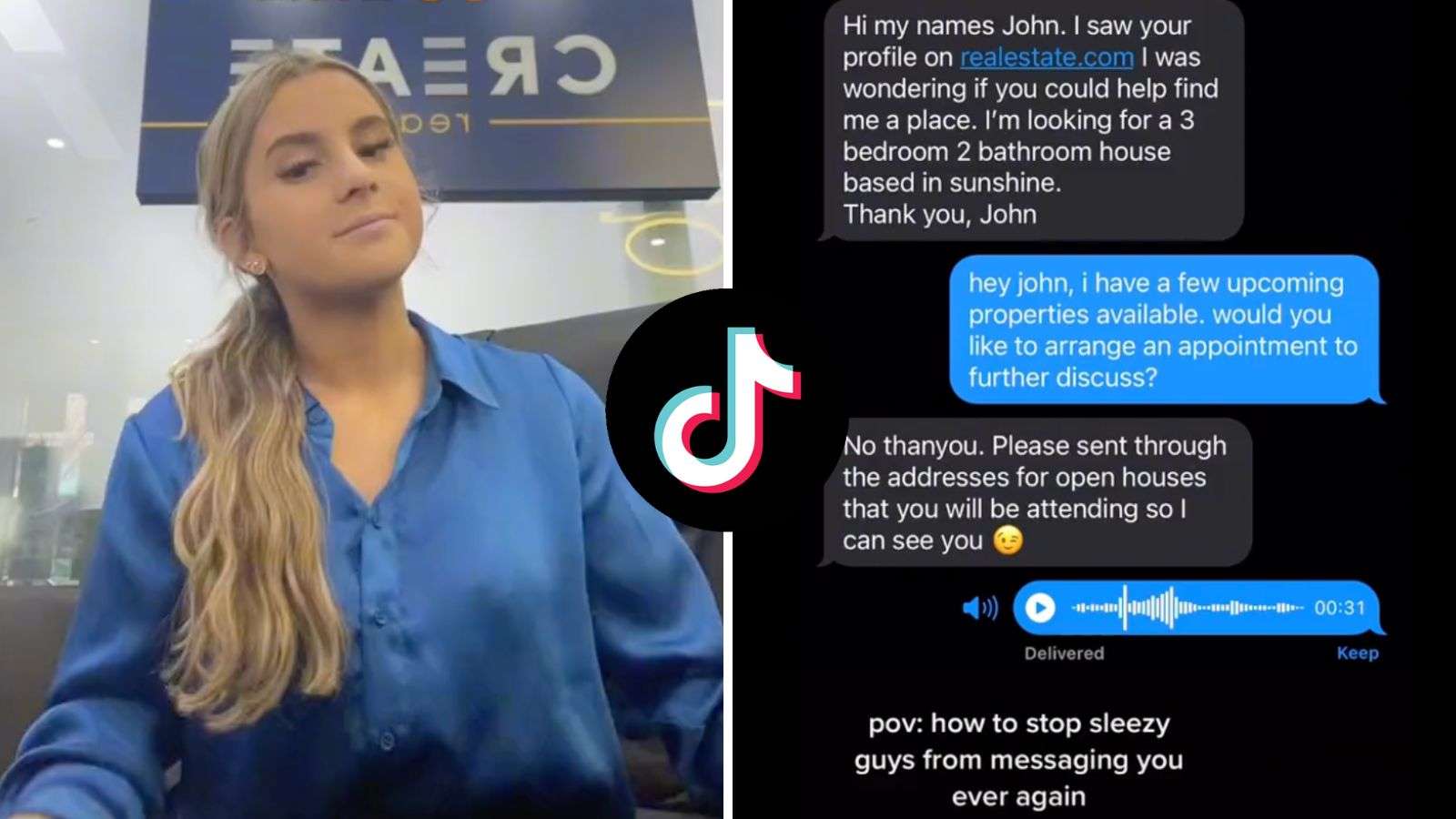 TikTok real estate agent goes viral responding to client’s ‘sleazy’ messages