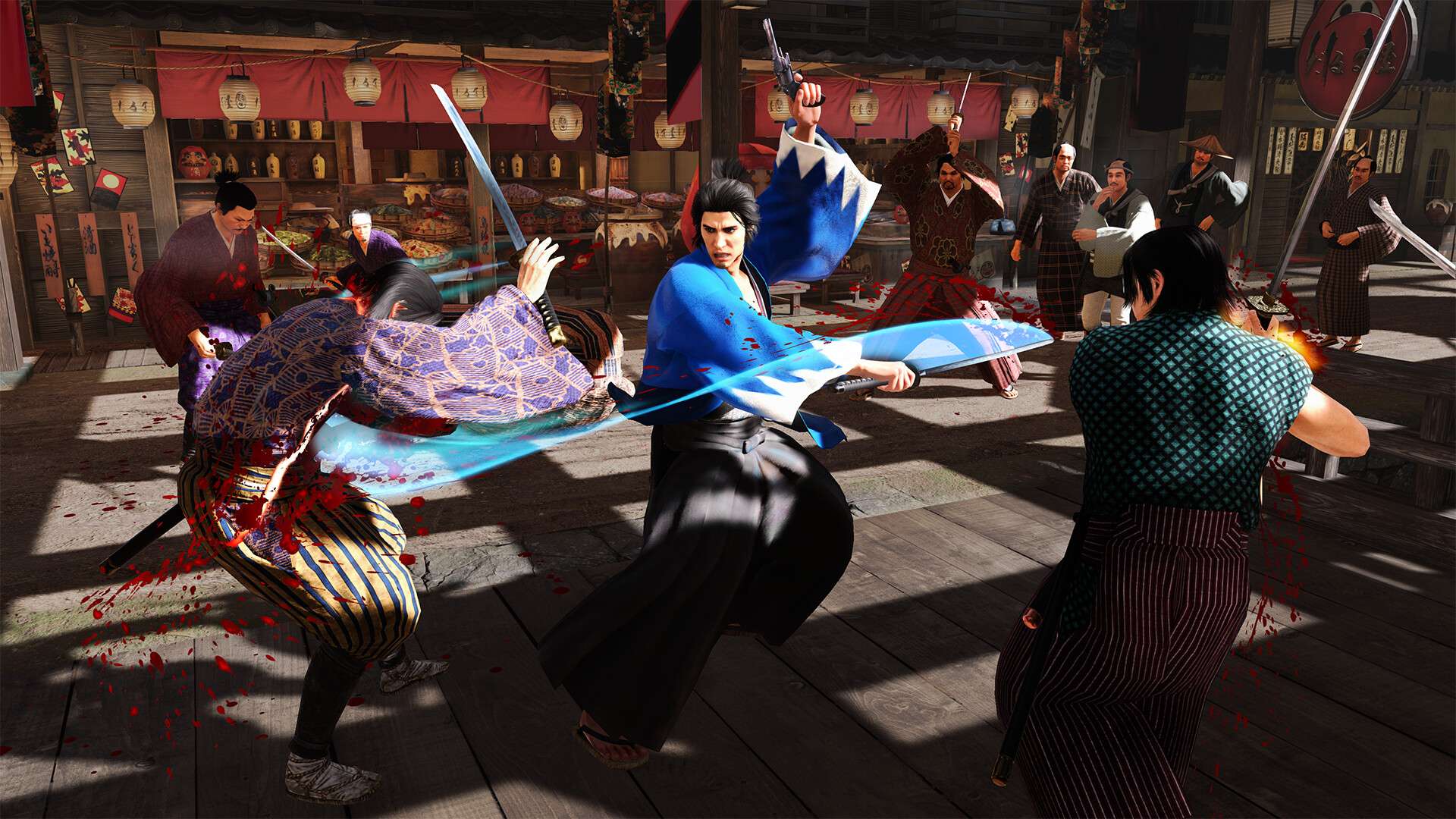 Like A Dragon: Ishin screenshot showing combat in daytime