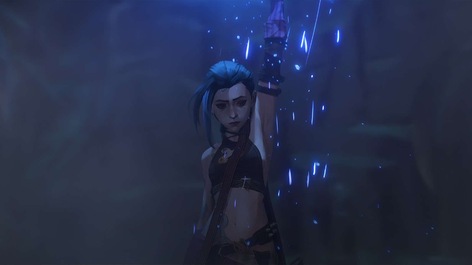 jinx holding up flare in Arcane