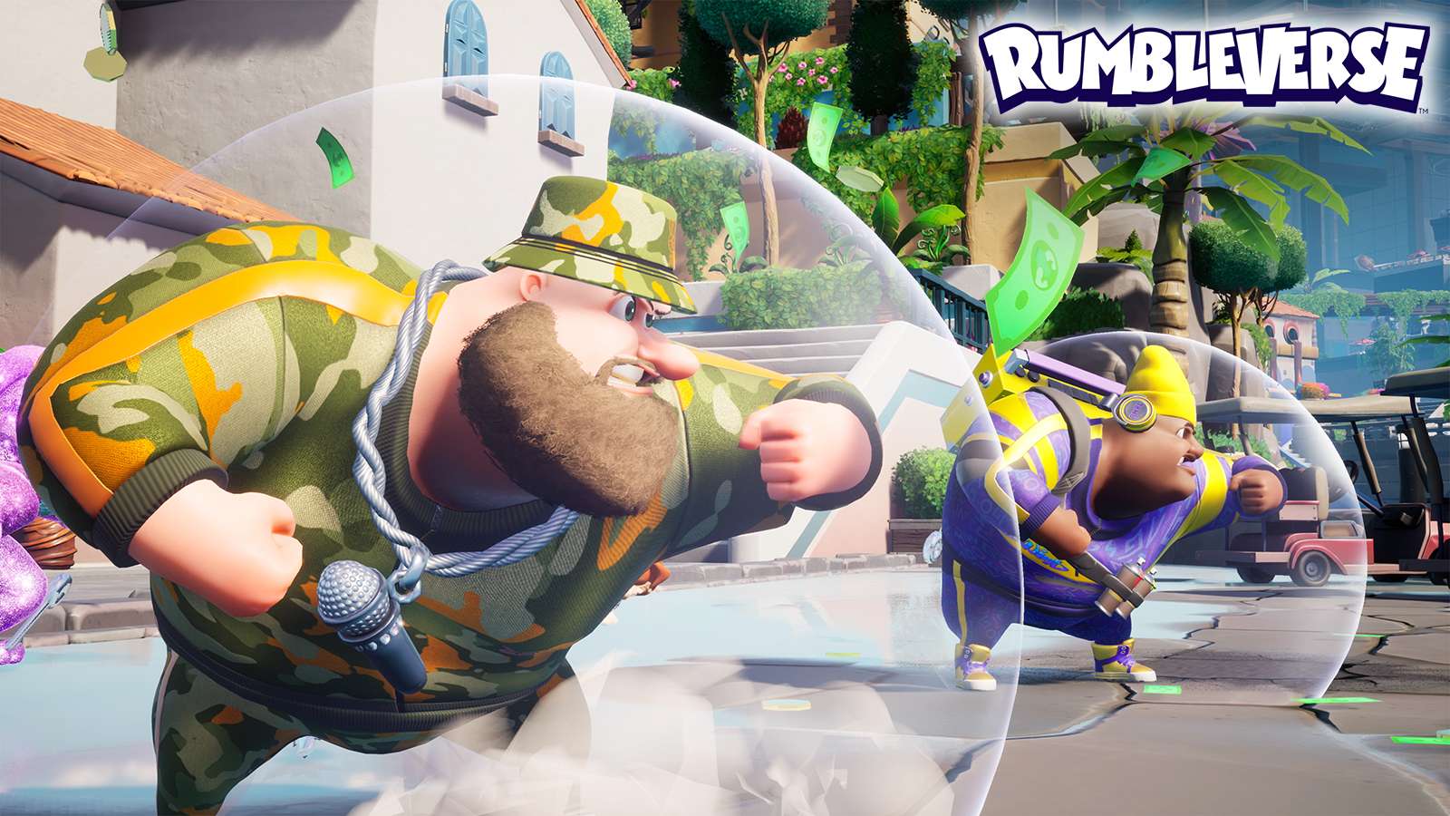 two characters in a bubble in Rumbleverse