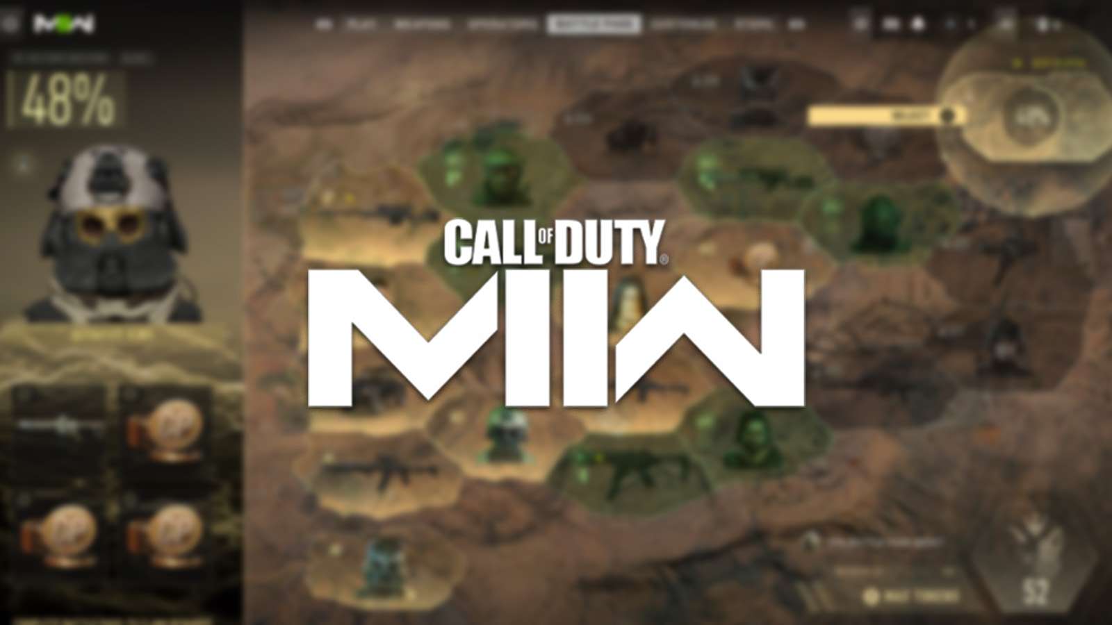 Mw2 logo on blurred battle pass image