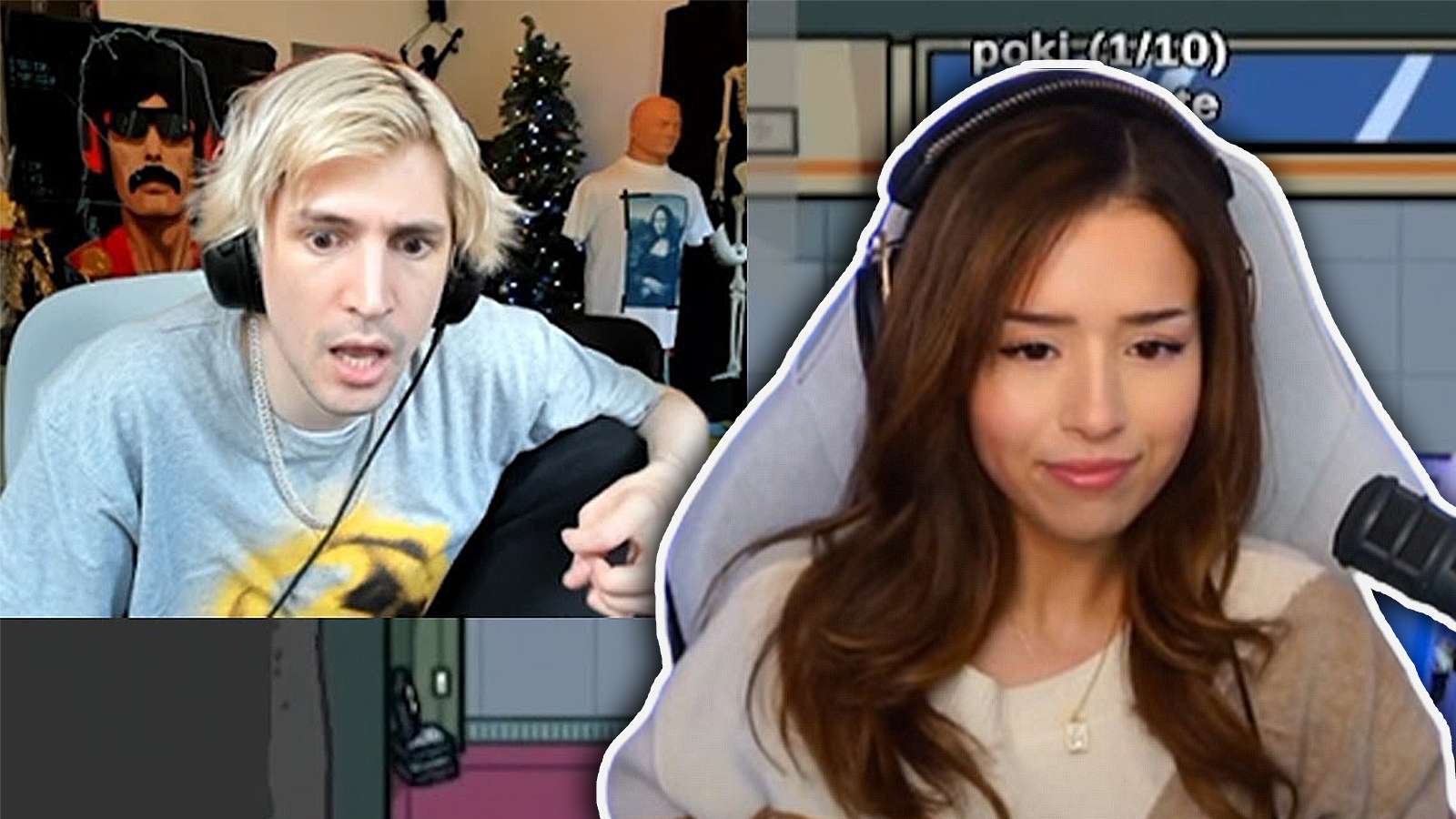 Pokimane catches xQc watching her stream and roasts his dirty room