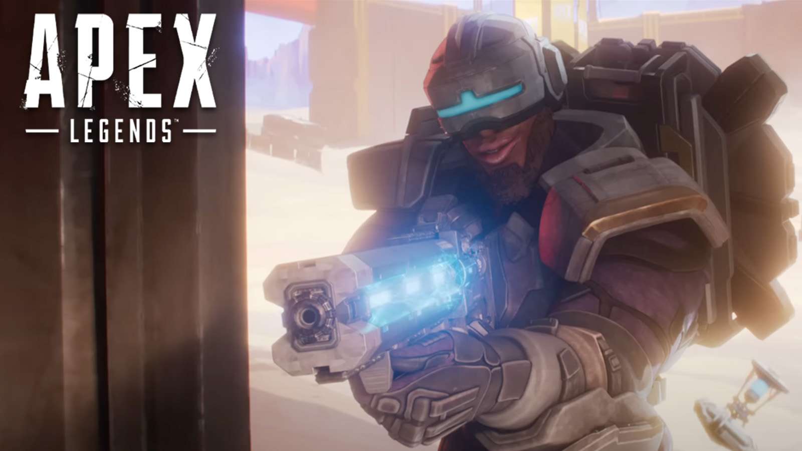 Newcastle in Apex Legends holding charge rifle in doorway