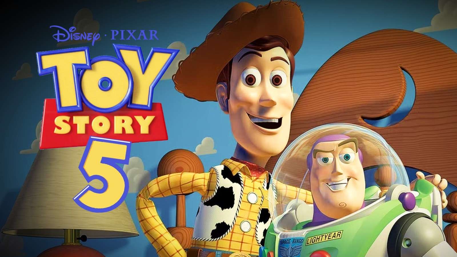 Woody and Buzz and a logo for Toy Story 5