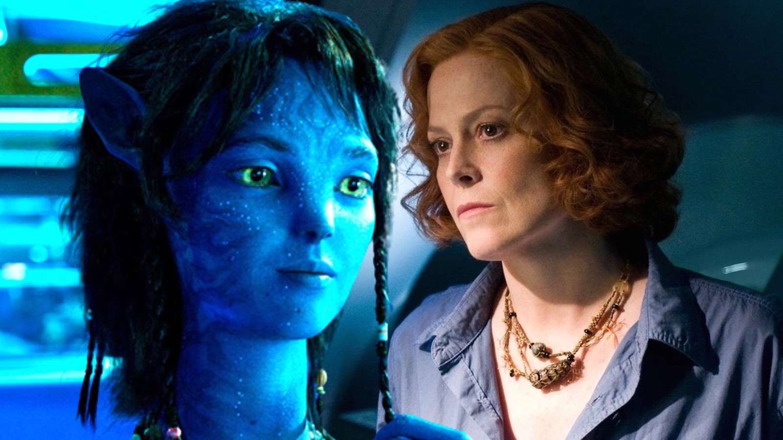 Kiri in Avatar 2, and Sigourney Weaver as Grace Augustine in Avatar