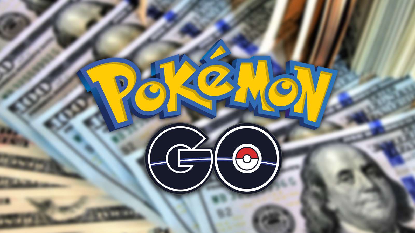 Pokemon go logo with money in the background