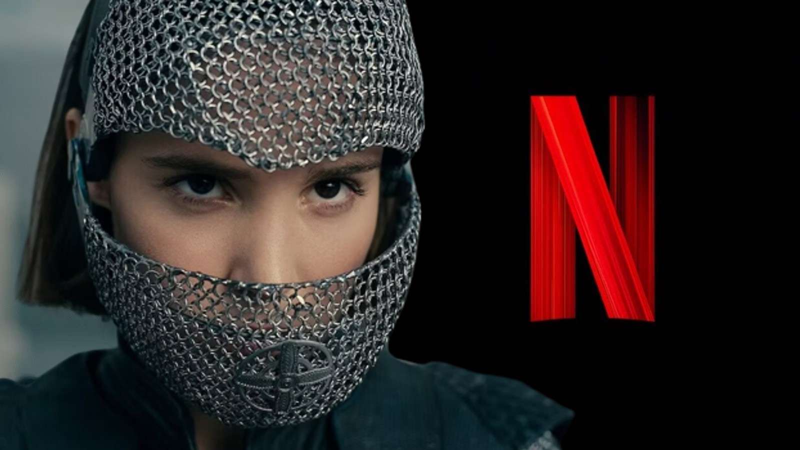 A still from Warrior Nun and the Netflix logo