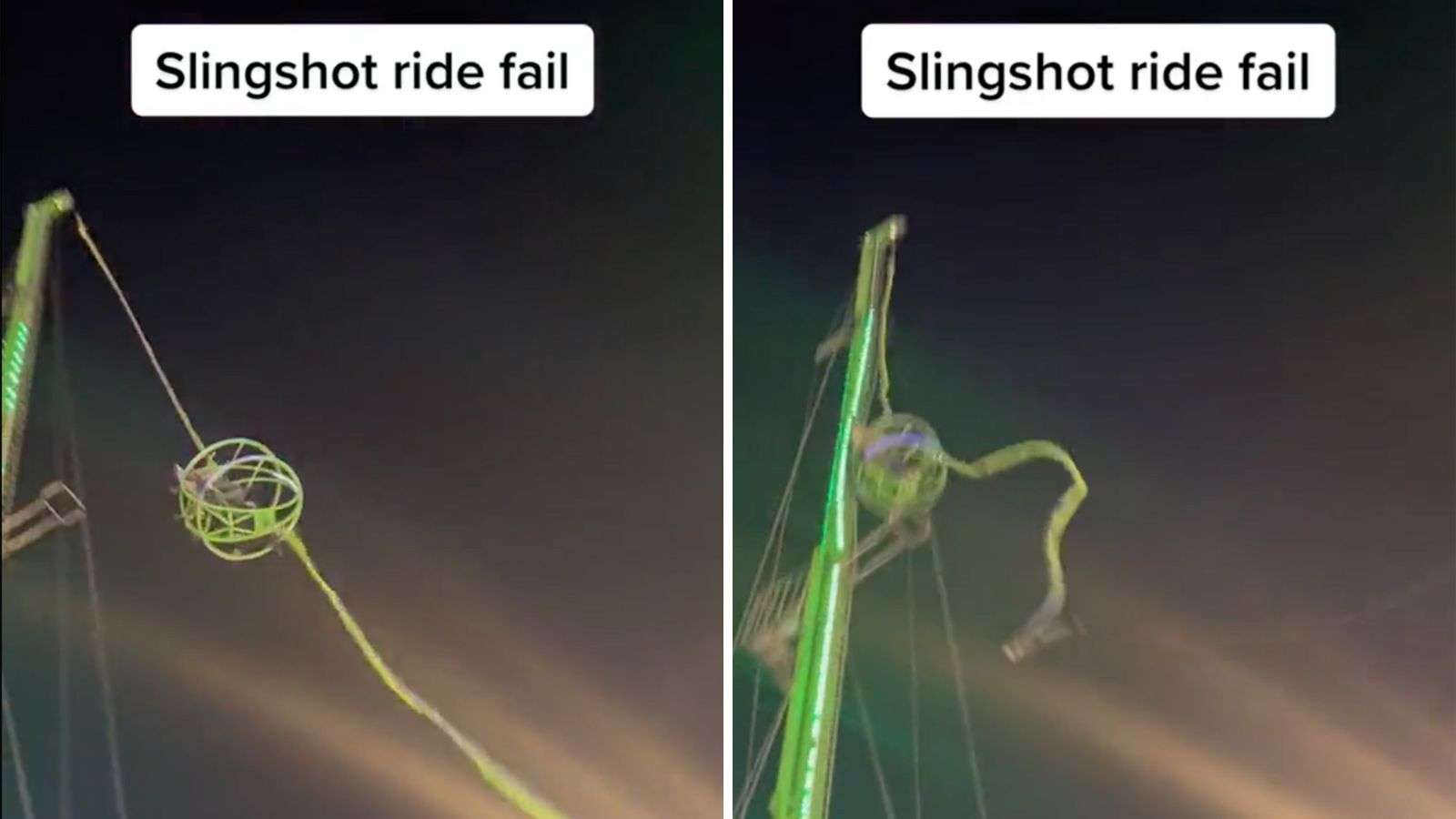 Viral video captures terrifying moment slingshot ride snaps and crashes