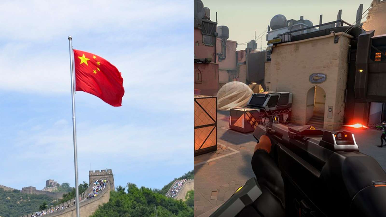 China flag next to Valorant still image