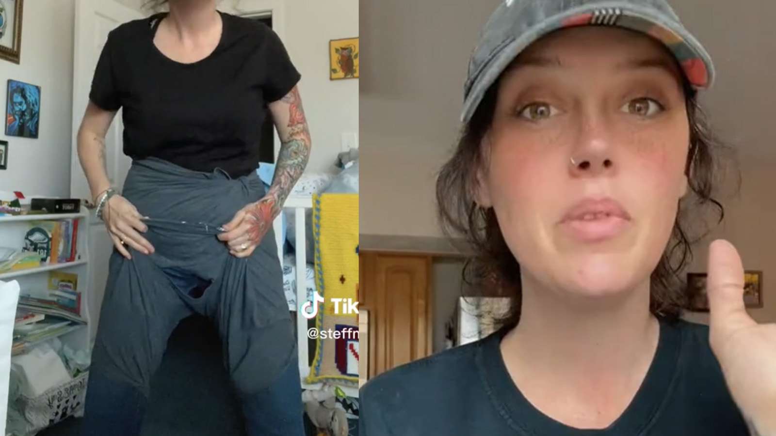 TikToker Steff McClay shows how her ex-boyfriend wore shirts as underwear.